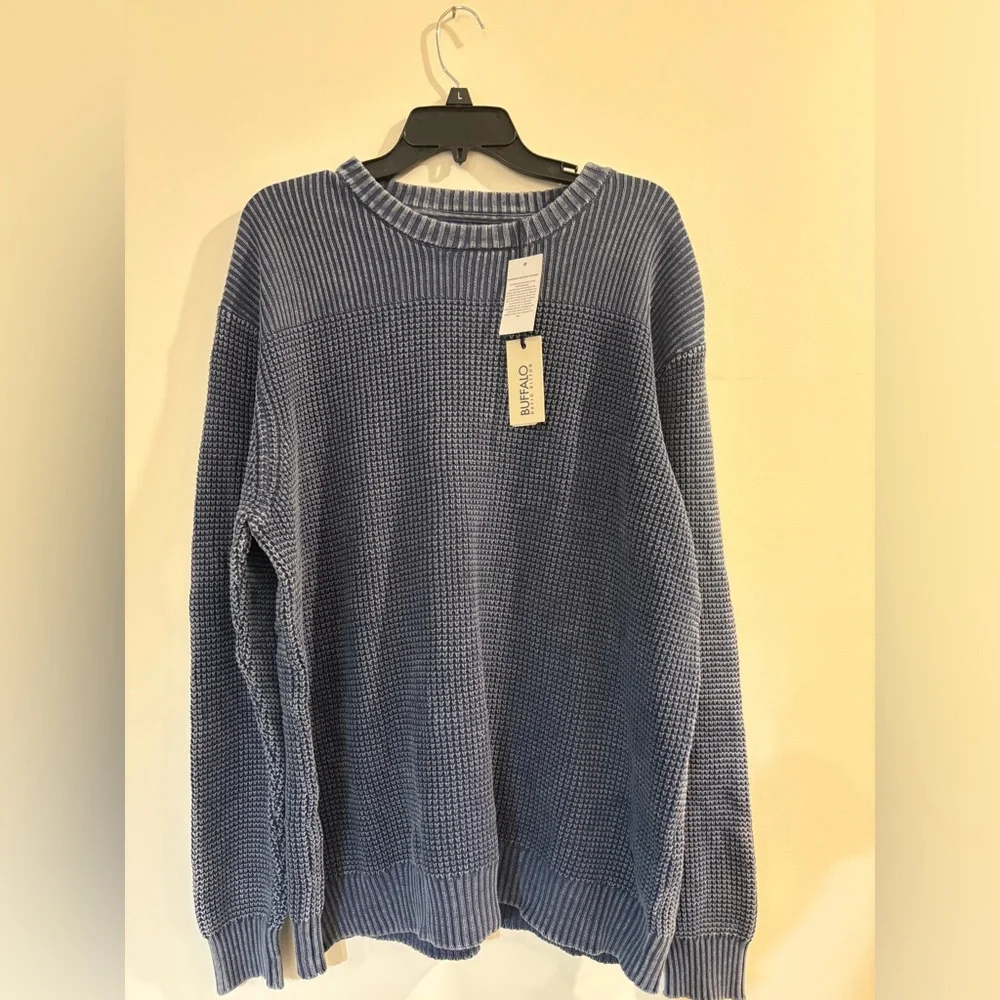 Buffalo David Bitton Men's Textured Blue Crewneck Sweater